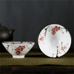 Buddha Stones Flowers Fu Character Mountains Lotus Cherry Blossoms Ceramic Teacup Kung Fu Tea Cup Cup BS Red Peach Blossoms 8.5cm*4cm*90ml