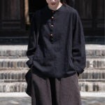 Buddha Stones Solid Color Loose Button Blouse Long Sleeve Shirt Top Long Sleeve Shirt BS 29