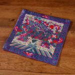 Buddha Stones Crane Phoenix Dragon Kirin Embroidered Cup Mat Pad Tea Cup Coaster Square Kung Fu Tea Mat Tea Mat BS Purple Kirin