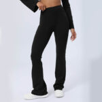 Buddha Stones Long Sleeve Backless Strap Top Bra Flare Pants Fitness Yoga Outfit 2-Piece Outfit BS 45