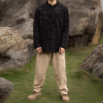 Buddha Stones Bamboo Leaves Clothing Chinese Tang Suit Jacket Coat Men Clothing Clothes BS 9
