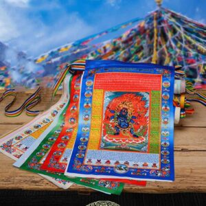 Buddha Stones Tibetan 10 Colors Windhorse Buddha Healing Auspicious Outdoor Mulberry Silk Prayer Flag TIBETAN PRAYER FLAGS buddhastoneshop 5m