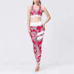 Buddha Stones 2Pcs Sunflower Flowers Leaves Print Top Pants Sports Fitness Yoga Women's Yoga Sets Women's Yoga Sets BS 1