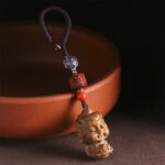 Buddha Stones Chinese Zodiac Natal Buddha Green Sandalwood Om Mani Padme Hum Peace Key Chain Key Chain BS 2