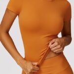 Buddha Stones Women Short Sleeve T-Shirt Top High Waist Leggings Pants For Sports Yoga 2-Piece Outfit BS 16