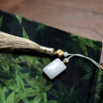 Buddha Stones Bamboo Leaves Butterfly Koi Fish Bamboo Handles Handbag Handbags BS 9