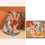 Buddha Stones Pastoral Scene Hot Air Balloon Spring Blossom 100% Mulberry Silk Neck Hair Scarf Silk Shawl BS Flower-Multicolored