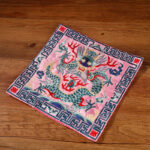 Buddha Stones Crane Phoenix Dragon Kirin Embroidered Cup Mat Pad Tea Cup Coaster Square Kung Fu Tea Mat Tea Mat BS Pink Dragon