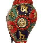 Buddha Stones Tibetan Handmade Shankha Om Mani Padme Hum Buddha Conch Shell Lucky Decoration Decorations BS 14