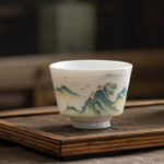 Buddha Stones Lotus Flower Leaf Mountain Pavilion Elk Peony Ceramic Teacup Kung Fu Tea Cup Cup BS 20