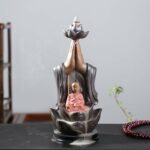 Buddha Stones Buddha Avalokitesvara Chenrezig Ksitigarbha Ceramic Lotus Blessing Backflow Incense Burner Incense Burner BS 13