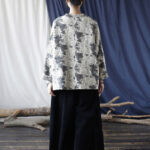 Buddha Stones Black Gray Print Frog-button Design Long Sleeve Cotton Linen Jacket Shirt With Pockets Women's Shirts BS 31
