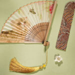 Buddha Stones Cute Cat Butterfly Flowers Pattern Handheld Silk Bamboo Folding Fan 21cm Folding Fan BS 2