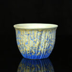 Buddha Stones Retro Blue Red Gradient Lotus Pattern Kiln Change Ceramic Teacup Kung Fu Tea Cup Bowl Cup BS Blue 7.8cm*5.6cm*120ml