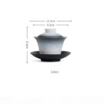 Buddha Stones Retro Blue Ocean Sea Waves Gradient Ceramic Gaiwan Sancai Teacup Kung Fu Tea Cup And Saucer With Lid Cup BS 11