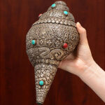 Buddha Stones Tibetan Handmade Natural Shankha Engraved Eight Auspicious Symbols Conch Shell Lucky Home Decoration Decorations BS 2