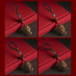 Buddha Stones Chinese Zodiac Natal Buddha Green Sandalwood Om Mani Padme Hum Peace Key Chain Key Chain BS 19