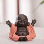 Buddha Stones Always Smiling Laughing Buddha Wealth Luck Purple Clay Maitreya Statue Decoration Decorations BS 1