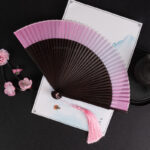 Buddha Stones Gradient Handheld Silk Bamboo Folding Fan