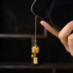 Buddha Stones Dancing Lion Auspicious Ruyi Safe Peace Rich Copper Wealth Phone Hanging Decoration Phone Hanging Decoration BS 14