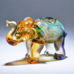 Buddha Stones Handmade Liuli Crystal Elephant Art Piece Wisdom Wealth Home Decoration Decorations BS 5