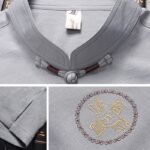 Buddha Stones Fu Character Tang Suit Hanfu Traditional Uniform Short Sleeve Top Pants Clothing Men's Set Men's Meditation Cloth BS 8