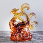 Buddha Stones Feng Shui Four Symbols Azure Dragon Handmade Liuli Crystal Art Piece Home Office Decoration Decorations BS 12
