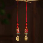 Buddha Stones Koi Fish Cinnabar Attracting Wealth Wish Ruyi Charm Luck Phone Hanging Decoration Phone Hanging Decoration BS 28