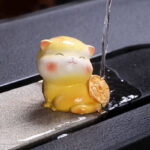 Buddha Stones Color Changing Cute Mini Cat Resin Tea Pet Wealth Home Figurine Decoration Decorations BS 9
