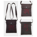Buddha Stones Handmade OM Mantra Embroidered Spiritual Mind Practice Cotton Crossbody Bag Shoulder Bag Cellphone Bag Bag BS 10
