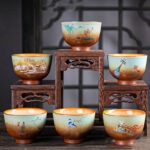 Buddha Stones Colorful Deer Pipa Snow Plum Blossoms Mountains Rivers Bird Ceramic Teacup Kung Fu Tea Cup Bowl Cup BS 25