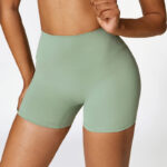 Buddha Stones Solid Color Crop Tank Top High Waist Shorts Sports Fitness Gym Yoga Outfits 2-Piece Outfit BS Green Shorts US8/10/XL