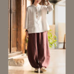 Buddha Stones Solid Color Loose Button Blouse Long Sleeve Shirt Top Long Sleeve Shirt BS 10