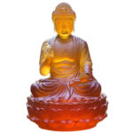 Buddha Stones Handmade Sakyamuni Buddha Liuli Crystal Art Piece Compassion Statue Home Office Offering Decoration Decorations BS 7