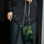 Buddha Stones Small Maple Leaf Persimmon Metal Chain Crossbody Bag Shoulder Bag Cellphone Bag Handbags BS 2