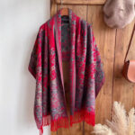 Buddha Stones Tibetan Flower Branch Tassel Shawl Cozy Travel Scarf Wrap Tibetan Shawl BS Red 180*65cm