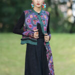 Buddha Stones Frog-Button Embroidery Flowers Cotton Linen Tang Suit Design Sleeveless Vest Waistcoat BS 2