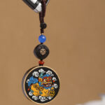 Buddha Stones PiXiu Copper Coin Ebony Wood Luck Attract Wealth Key Chain Decoration Key Chain BS 9