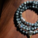 Buddha Stones 925 Sterling Silver 108 Mala Beads Eagle's Eye Stone Moonstone Positive Bracelet Mala Bracelet BS 5