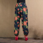 Buddha Stones Ethnic Style Red Green Flowers Print Harem Pants With Pockets Women's Harem Pants BS 23