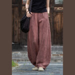 Buddha Stones Ramie Cotton Linen Pants Tie-dye Design Trousers Loose Zen Yoga Women's Pants with Pockets Pants BS 19