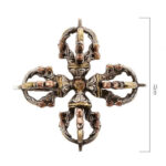Buddha Stones Tibetan Handmade 5 Prong Double Dorje Copper Iron Thunderbolt Strength Vajra Double Dorje BS 12