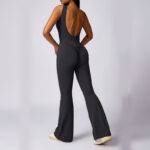 Buddha Stones Women Casual Sleeveless Jumpsuit Flare Pants Sports Fitness Yoga Bodysuit Bodysuit BS 17