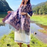 Buddha Stones Tibetan Flower Floral Leaves Pattern Design Shawl Cozy Travel Scarf Wrap Tibetan Shawl BS 36