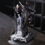 Buddha Stones Nordic Dragon Ceramic Backflow Smoke Fountain Meditation Healing Incense Burner Led Ball Decoration Incense Burner BS 5