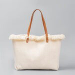Buddha Stones Large Capacity Solid Color Tassel Canvas Tote Shoulder Bag Shoulder Bag BS White 50*10*35cm