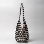 Buddha Stones Hand-woven Wooden Beads Bucket Shoulder Bag Handbag Handbags BS Black 16.5*16.5*36cm