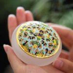 Buddha Stones Lotus Liuli Crystal Healing Meditation Incense Burner Incense Burner BS White 7.8*4.5cm