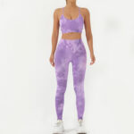 Buddha Stones 2Pcs Camo Print Backless Criss-Cross Strap Top Bra Shorts Leggings Pants Fitness Yoga Outfit Set 2-Piece Outfit BS Purple 2Pcs(Top&Pants) L