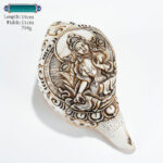 Buddha Stones Tibetan Handmade Engraved Shankha Buddha Avalokitesvara Conch Shell Wealth Decoration Decorations BS Green Tara 19*11cm